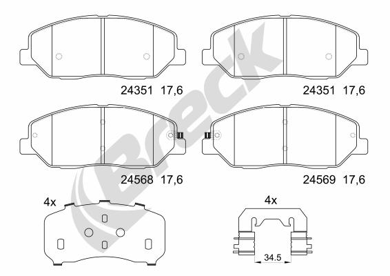 Set placute frana,frana disc 24351 00 701 00 BRECK